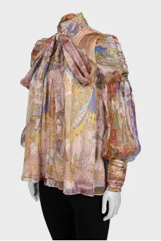 Loose fit printed blouse