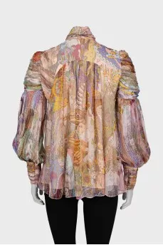 Loose fit printed blouse