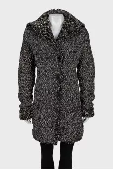 Knitted black and white coat