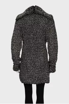 Knitted black and white coat