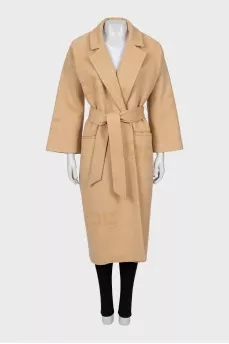 Wool coat with logo