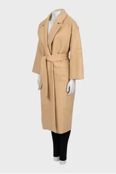 Wool coat with logo
