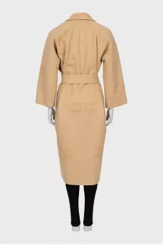 Wool coat with logo