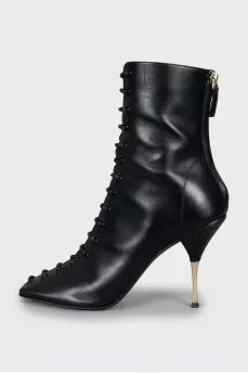 Leather lace-up ankle boots
