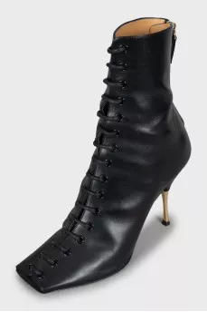 Leather lace-up ankle boots