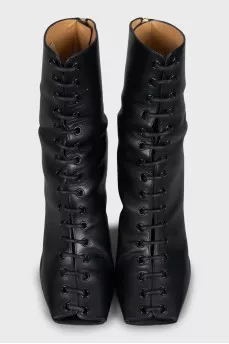 Leather lace-up ankle boots