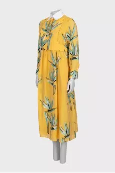 Printed dress with contrast collar