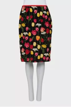 Silk skirt with floral print