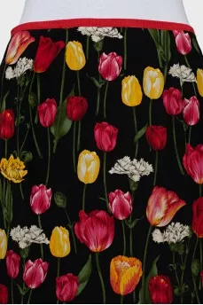 Silk skirt with floral print