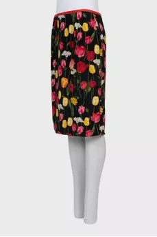 Silk skirt with floral print