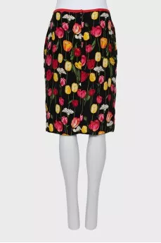 Silk skirt with floral print