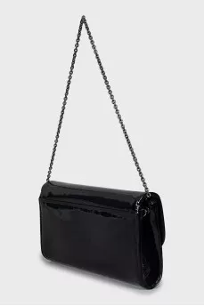 Black patent leather clutch