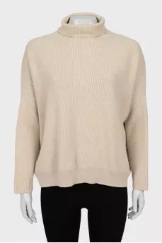 Cashmere ribbed sweater with tag