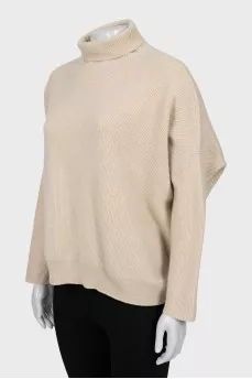 Cashmere ribbed sweater with tag
