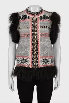 Wool vest with pattern