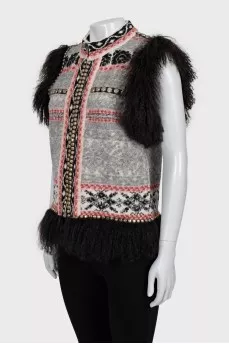 Wool vest with pattern