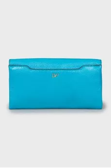 Blue clutch with embossed leather