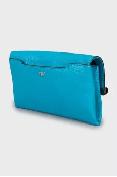 Blue clutch with embossed leather