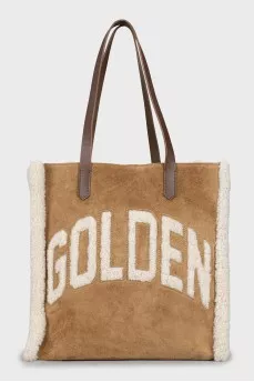 Suede shopper with fur decor