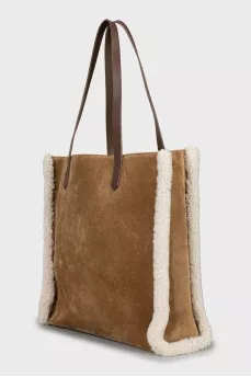 Suede shopper with fur decor