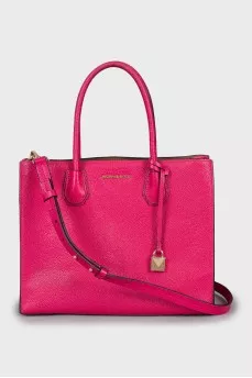 Pink eco leather tote bag