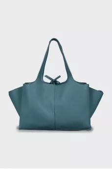 Leather drawstring tote bag