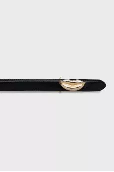 Thin black leather belt