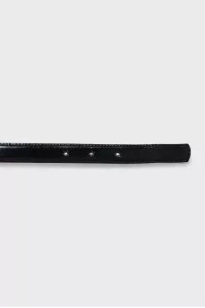 Thin black leather belt