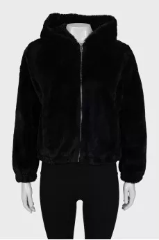 Black eco-fur jacket