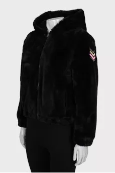 Black eco-fur jacket