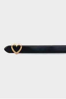 Black leather belt with gold buckle