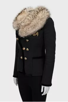 Vintage jacket decorated with fur