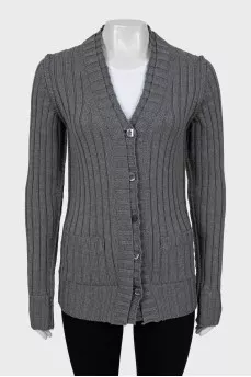 Cardigan with buttons and tag