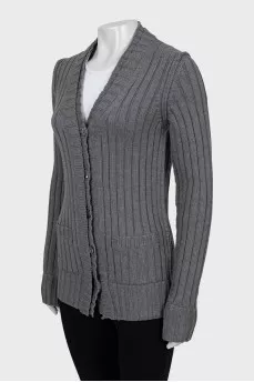 Cardigan with buttons and tag