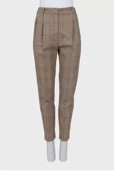 Plaid high waist trousers