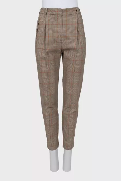 Plaid high waist trousers