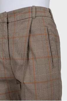 Plaid high waist trousers