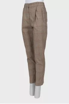 Plaid high waist trousers