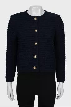 Blue cardigan with patch pockets