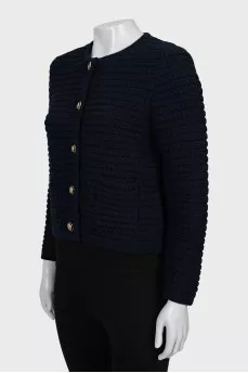 Blue cardigan with patch pockets