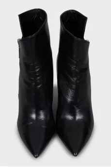Black leather ankle boots with zip