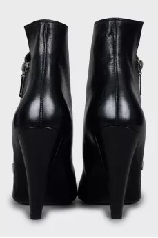 Black leather ankle boots with zip