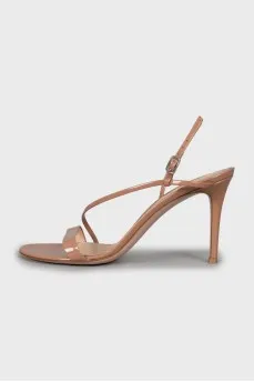 Patent leather stiletto sandals