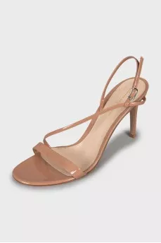 Patent leather stiletto sandals