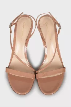Patent leather stiletto sandals