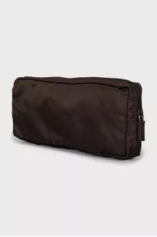Brown textile cosmetic bag