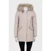 Fitted parka with removable fur