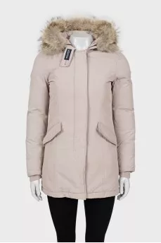 Fitted parka with removable fur