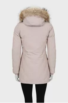 Fitted parka with removable fur