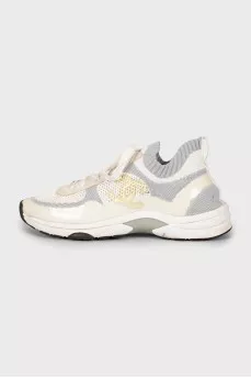 Textile sneakers with brand logo